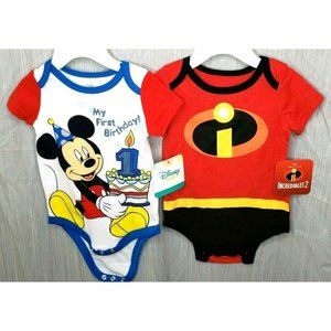 2 Pair Of Cotton Baby Clothes Incredible 2 & Disney Baby 3-6 Month One Piece